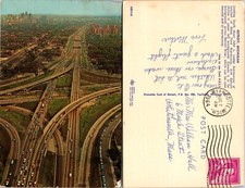 Highway Interchange Aerial View Detroit Michigan Postcard picture