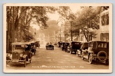 RPPC Main Street Damariscotta Maine Vintage Cars Antique Photo Postcard 1920s picture