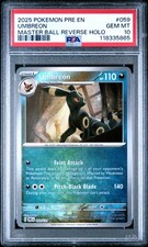 2025 POKEMON PRE PRISMATIC EVOLUTIONS #059 UMBREON MASTER BALL REVERSE PSA 10  picture