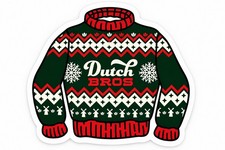 Dutch Bros Coffee Sticker Employee EXCLUSIVE Christmas Sweater RARE 2024 HTF picture