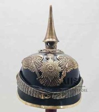 German Cap Prussian Officer Costume Leather Pickelhaube Helmet WW1 WW2 Spiked picture