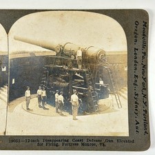 Fort Monroe VA Stereoview Card Stereograph Disappearing Gun World War I Keystone picture