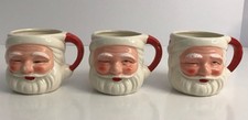 Vintage Winking Santa Christmas Mug Japan Hand Painted 2.75” MCM Lot of 3 picture