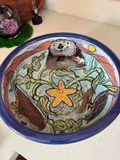 Carmel By The Sea Rare ceramic  Karen Gelf sea-otter hand painted mug Big Sur picture