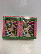 Set of 2 Boxes VTG Christmas Ornaments Shiny Brite Like Mercury Glass picture