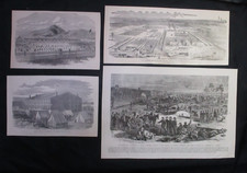 4 1885 Civil War Prints - Prisons, Millen, GA, Elmira, NY, Chicago, Libby, VA picture
