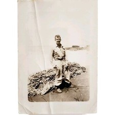 WW2 1943 Papua New Guinea Real Photo Antique Military Unknown Soldier E83H picture