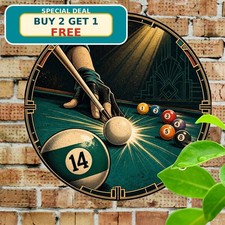 Retro Billiard Ball Pool Hall Aluminum Vintage Metal Tin Sign 8x8 picture