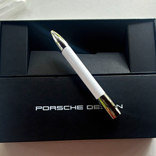 Porsche Design White Shake Metal Ballpoint Pen, Chrome Trim, Bl Ink picture