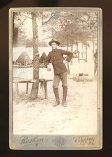 Spanish American Philippine War CABINET PHOTO PA Soldier in the Field, Tents Etc picture