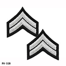 Corporal Chevron Sleeve Rank Patches, Pair ~ Black & White ~ NEW Gemsco USA picture