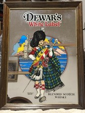 Vintage Original Advertising Dewars White Label Whisky Mirror Bar Pub Sign picture