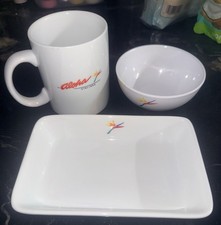 Vintage Aloha Airlines First Class Dishes Breakfast Snack Set Birds Of Paradise picture