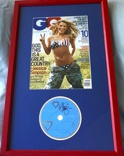 Jessica Simpson autograph signed Sweet Kisses CD & sexy 2005 GQ cover framed JSA picture