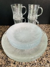 VTG 20 Pc ARCOROC  Canterbury Clear Crocus Glass -8 Ea Dinner/Salad Plate/4 Cups picture