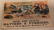 *SCARCE* Victorian Trade Card Meng & Shafer Hatters & Furriers Rochester NY picture