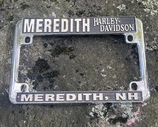 VINTAGE MEREDITH HARLEY-DAVIDSON MOTORCYCLE LICENSE PLATE FRAME Meredith NH NOS picture