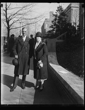 Photo:1929 Man and Woman Portrait Street Scene Overcoat Hat picture