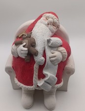 Vintage 1993 Shayne Signed Santa Figurine | Sleeping Santa w/ Teddy Bear | 4.5