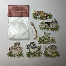 Merrimack Vintage 1984 Kitty Cucumber Cat Christmas Ornaments 6 Gold Die Cut New picture