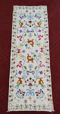 vintage  silk embroidery textile panel needlework fabric floral item818 picture