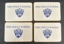 Vintage Set 4 Miss Hall’s School Private Prep School Souvenir Coasters picture
