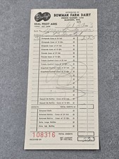 1943 Bowman Farm Dairy Real Fruit Ades Madison Wisconsin Receipt Billhead picture