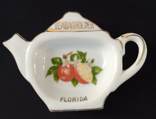 Vintage Florida Souvenir Tea Bag Holder  Oranges Blossoms Leaves picture