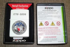 NEW 2026 ZIPPO AMERICA 250TH ANNIVERSARY 1776-2026 LIGHTER *Unfired *Exclusive picture