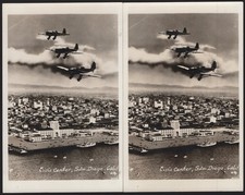 2 RPPC San Diego Civic Center Military Aircraft Formation Kodak Photo Postcards picture