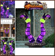 Juegoal Set of 2 Halloween Lighted Wicked Purple Witch Legs with Stakes, 22
