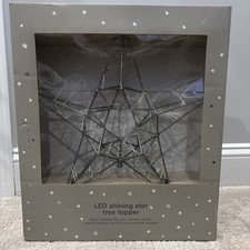 West Elm LED Shining Star Tree Topper Silver Metal 14” picture