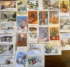 Vintage MCM Danish Christmas Postcards Lot of 24- Posted 1945-1961 picture