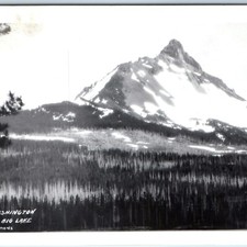 c1940s Mt Washington from Big Lake OR RPPC Oregon Cascade Mountain Symons Photo picture