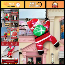 6FT Inflatable Santa Claus with Gift Bag - Bright LED Christmas Outdoor Decor, Y picture