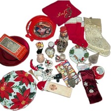 Huge Vintage Christmas Decor Mega Lot Boxed Angel Tree Topper Santa Trays  Santa picture