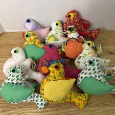 11pc 5” VTG Handmade Puffy Turtle Dove Ornaments MCM Country Folk Christmas picture
