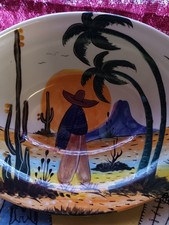 Vintage Bauer Los Angeles ringware oval bowl signed Perez Mexican design picture