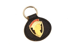 Vintage Mercury Gold Tone Head Logo On Leather Keychain RARE picture