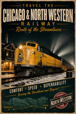 Burlington Route railroad train 3 vintage style posters both posters 8.5