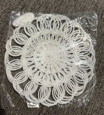 Vintage 6” White Plastic Doily Set Of 6 picture