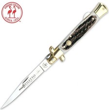 Kissing Crane Classic Burnt Bone Handle Folding Dagger Pocket Knife - NEW picture