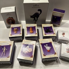 Hallmark Halloween Ornaments Lot  Bewitching Black Cat  Zephyr Sneakaboo 11 Pc picture