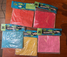 Vintage Quon Quon Yellow Aqua Pink Orange Red Netting 24x72 Tiki Bar NOS Fish picture