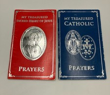 Lot of 2 Vintage Treasured Catholic and Sacred Heart of Jesus Prayer Booklets picture