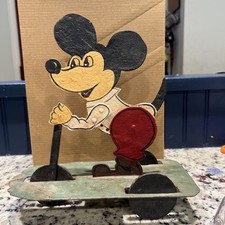 Vintage Mouse Steel Pull Toy LARGE, Working picture
