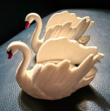Goebel W. Germany Porcelain Swan Bird Figurines Pair Marked 1037 Candle Holders picture
