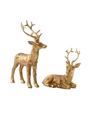 2PCS Christmas Reindeer Figurines - Resin Holiday Table Decorations, Festive Dec picture