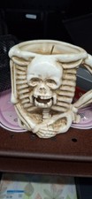 Vintage 1960s Japan Newstock Skeleton Nodder Mug Working Hinge Jaw Skull Cup picture