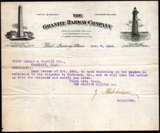 1906 West Quincy Ma - Granite Railway Co - Rare History Letter Head Bill picture